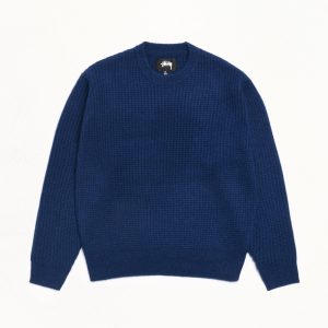 WAFFLE KNIT CASHMERE CREW