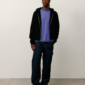 WAFFLE CASHMERE ZIP HOOD SWEATER