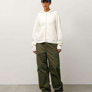 WAFFLE CASHMERE ZIP HOOD SWEATER